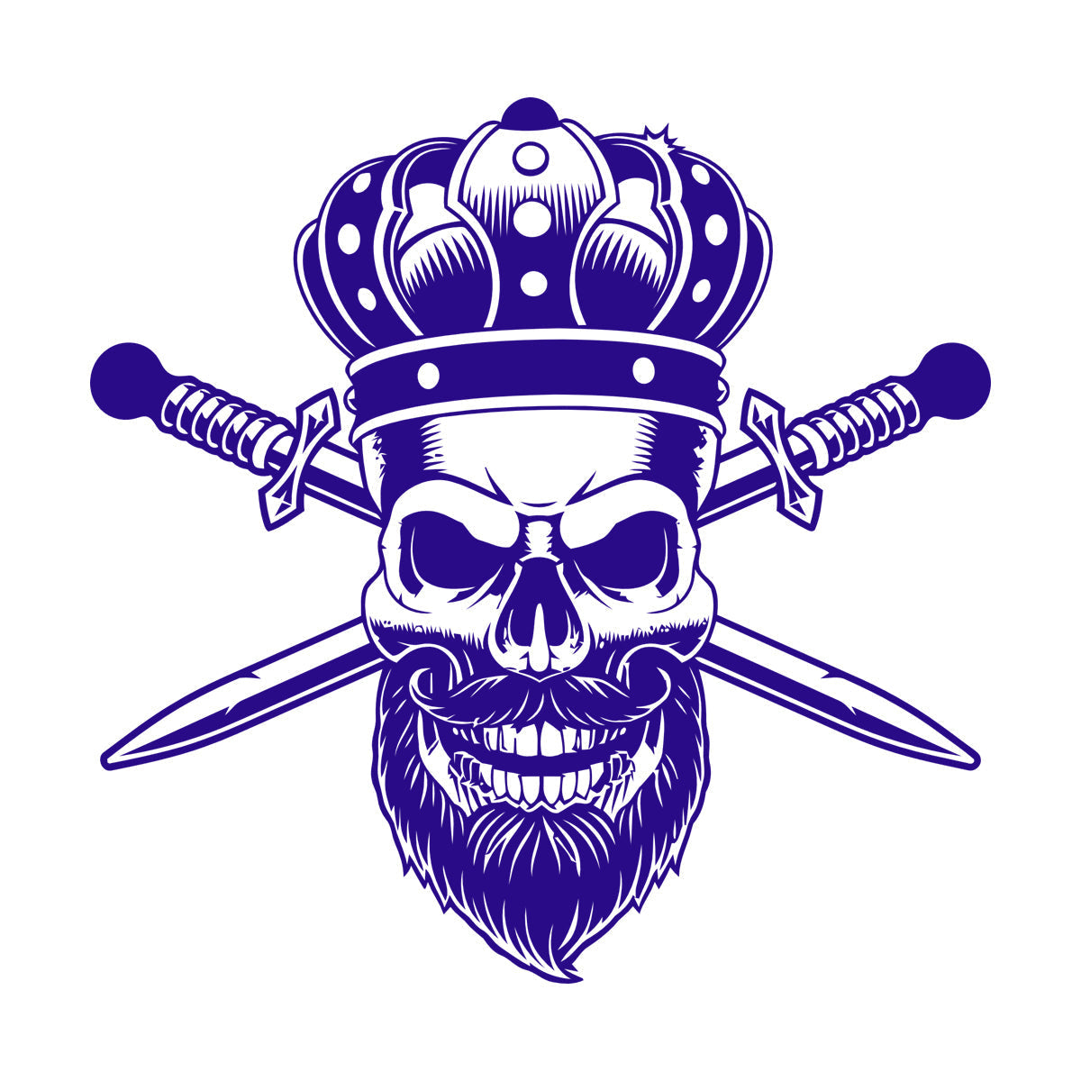 Wall Stickers Paster Paper Gothic King Skull Man Beard Crown Crossed Swords Middle Ages Barbershop Art Mural Painting