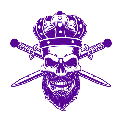 Wall Stickers Paster Paper Gothic King Skull Man Beard Crown Crossed Swords Middle Ages Barbershop Art Mural Painting