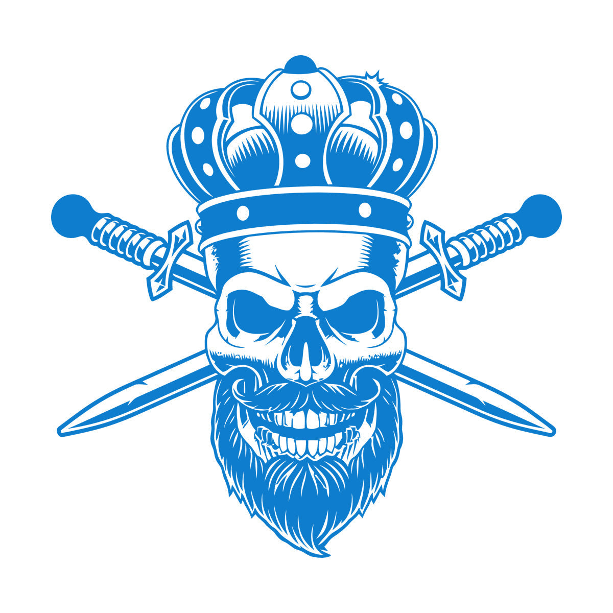 Wall Stickers Paster Paper Gothic King Skull Man Beard Crown Crossed Swords Middle Ages Barbershop Art Mural Painting