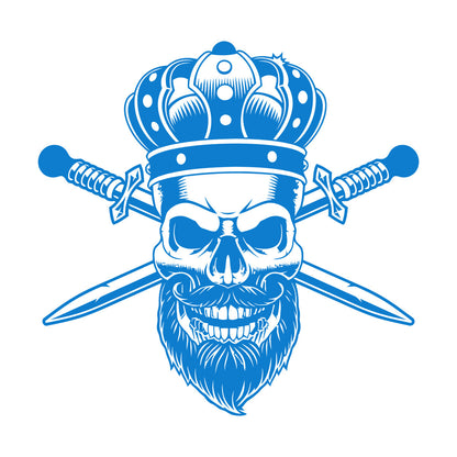 Wall Stickers Paster Paper Gothic King Skull Man Beard Crown Crossed Swords Middle Ages Barbershop Art Mural Painting