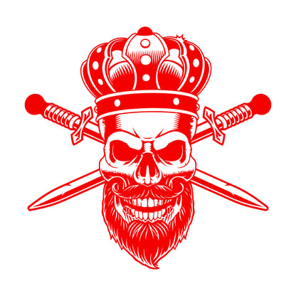 Wall Stickers Paster Paper Gothic King Skull Man Beard Crown Crossed Swords Middle Ages Barbershop Art Mural Painting