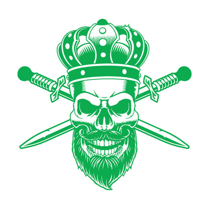 Wall Stickers Paster Paper Gothic King Skull Man Beard Crown Crossed Swords Middle Ages Barbershop Art Mural Painting