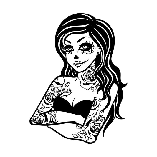 Engraving Decals Gothic Tattoo Dead Girl Zombie Horror Self Adhesive