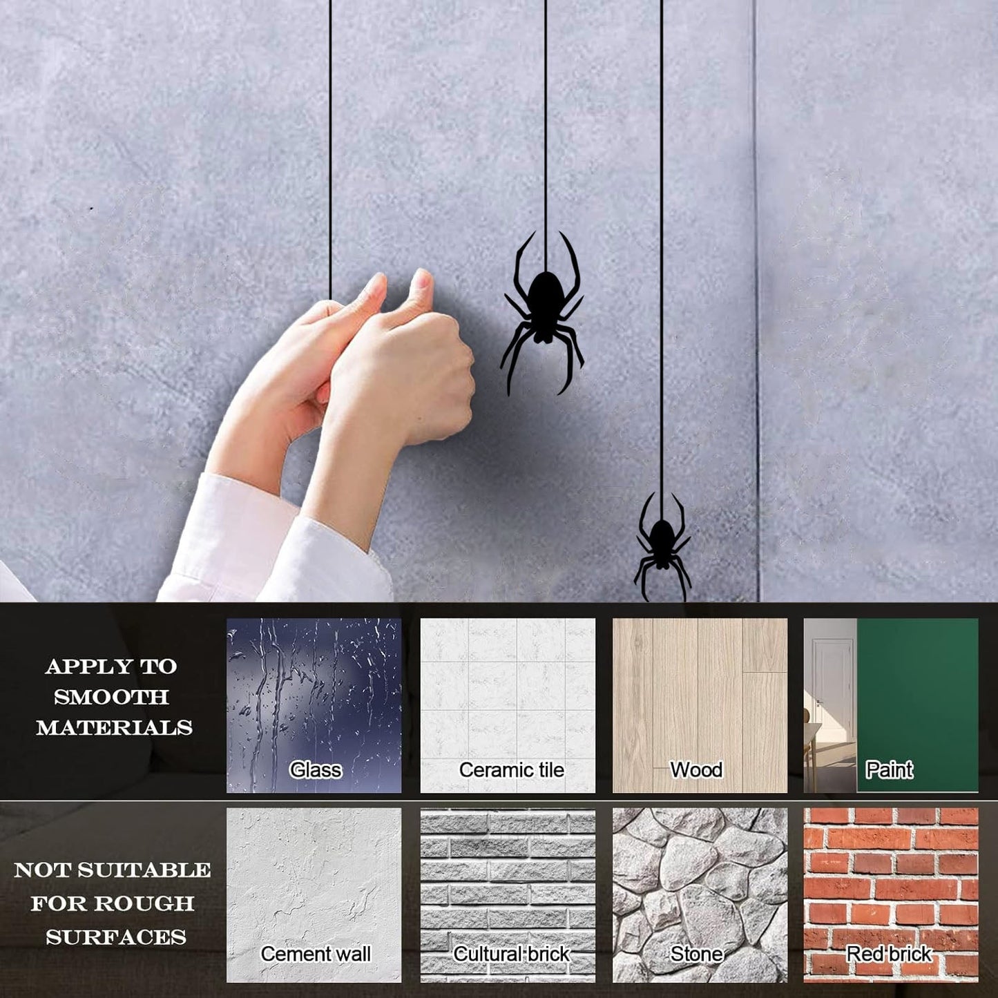 Wall Vinyl Sticker Decor Insect Spider Gothic Style Halloween Equipped With Transfer Film Kit