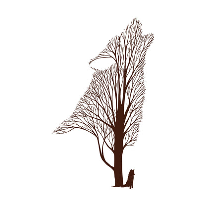 Tree Howling Wolf Raven Animals Gothick Style Wall Decals Pvc Waterproof