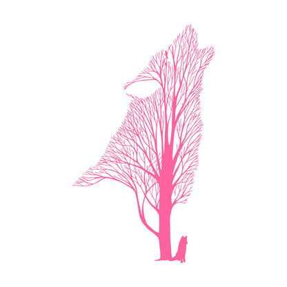 Tree Howling Wolf Raven Animals Gothick Style Wall Decals Pvc Waterproof