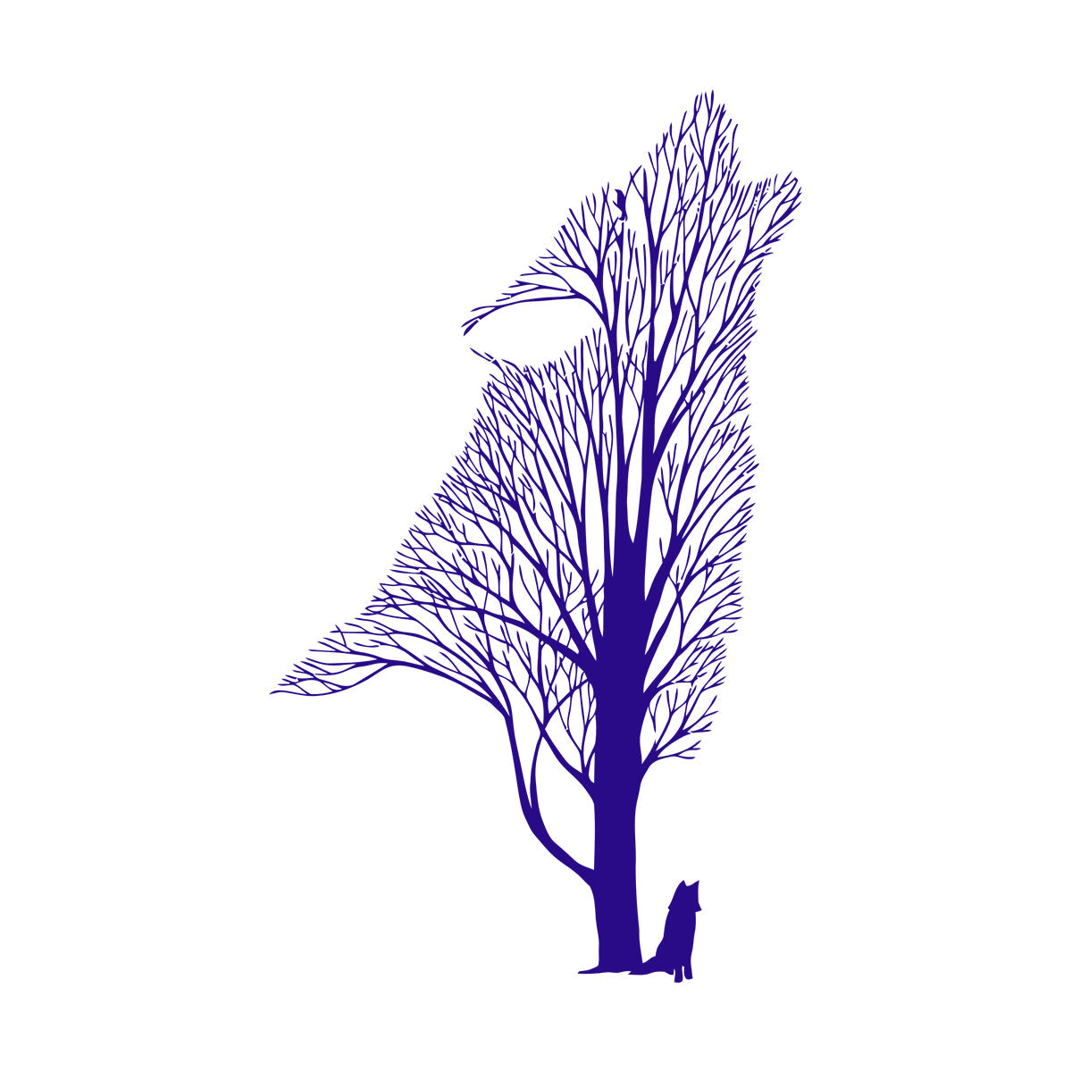 Tree Howling Wolf Raven Animals Gothick Style Wall Decals Pvc Waterproof