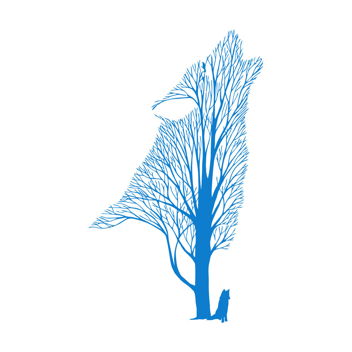 Tree Howling Wolf Raven Animals Gothick Style Wall Decals Pvc Waterproof