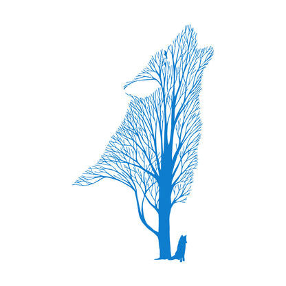 Tree Howling Wolf Raven Animals Gothick Style Wall Decals Pvc Waterproof