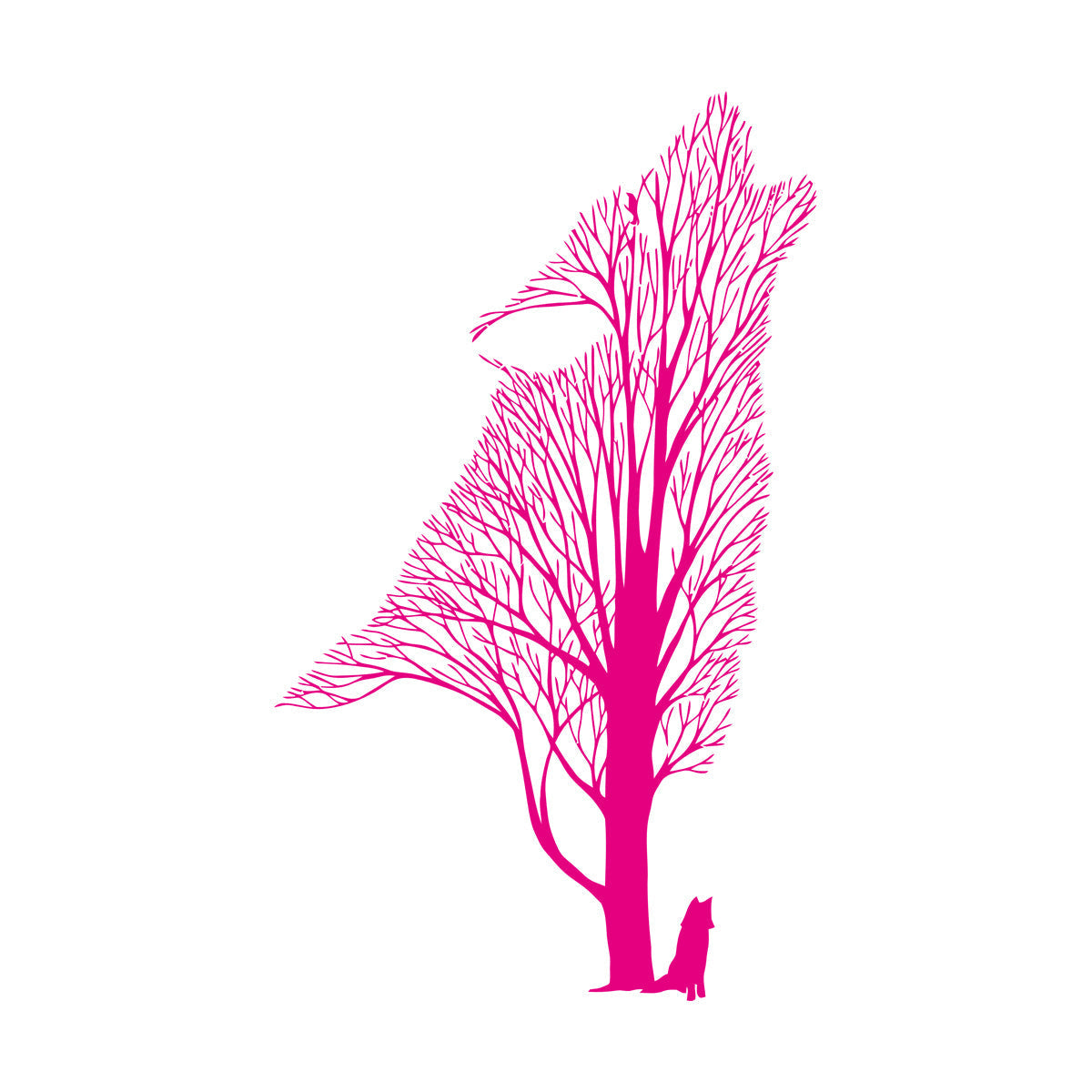 Tree Howling Wolf Raven Animals Gothick Style Wall Decals Pvc Waterproof