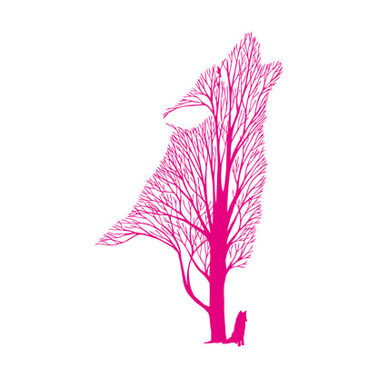 Tree Howling Wolf Raven Animals Gothick Style Wall Decals Pvc Waterproof