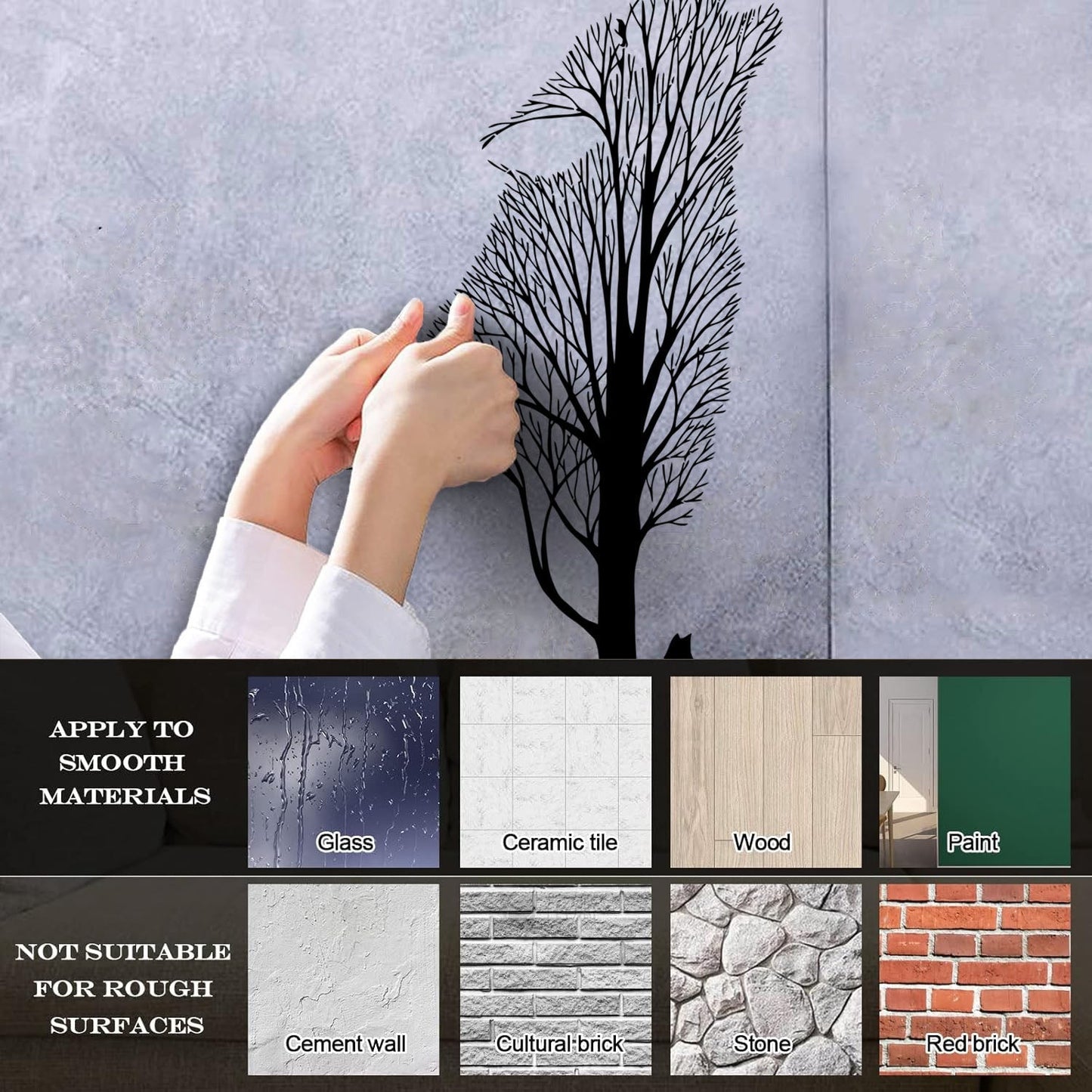 Tree Howling Wolf Raven Animals Gothick Style Wall Decals Pvc Waterproof