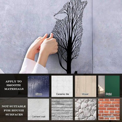 Tree Howling Wolf Raven Animals Gothick Style Wall Decals Pvc Waterproof