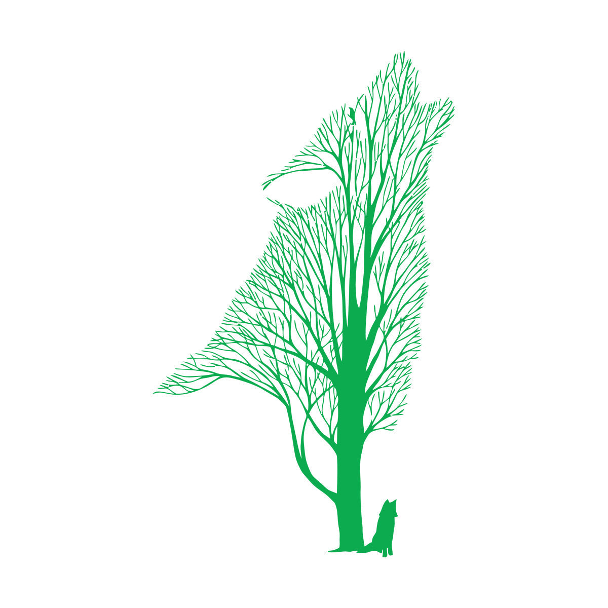 Tree Howling Wolf Raven Animals Gothick Style Wall Decals Pvc Waterproof