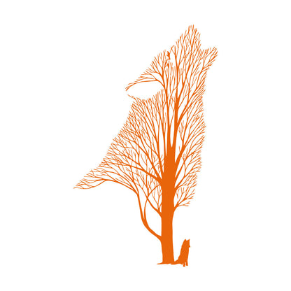 Tree Howling Wolf Raven Animals Gothick Style Wall Decals Pvc Waterproof