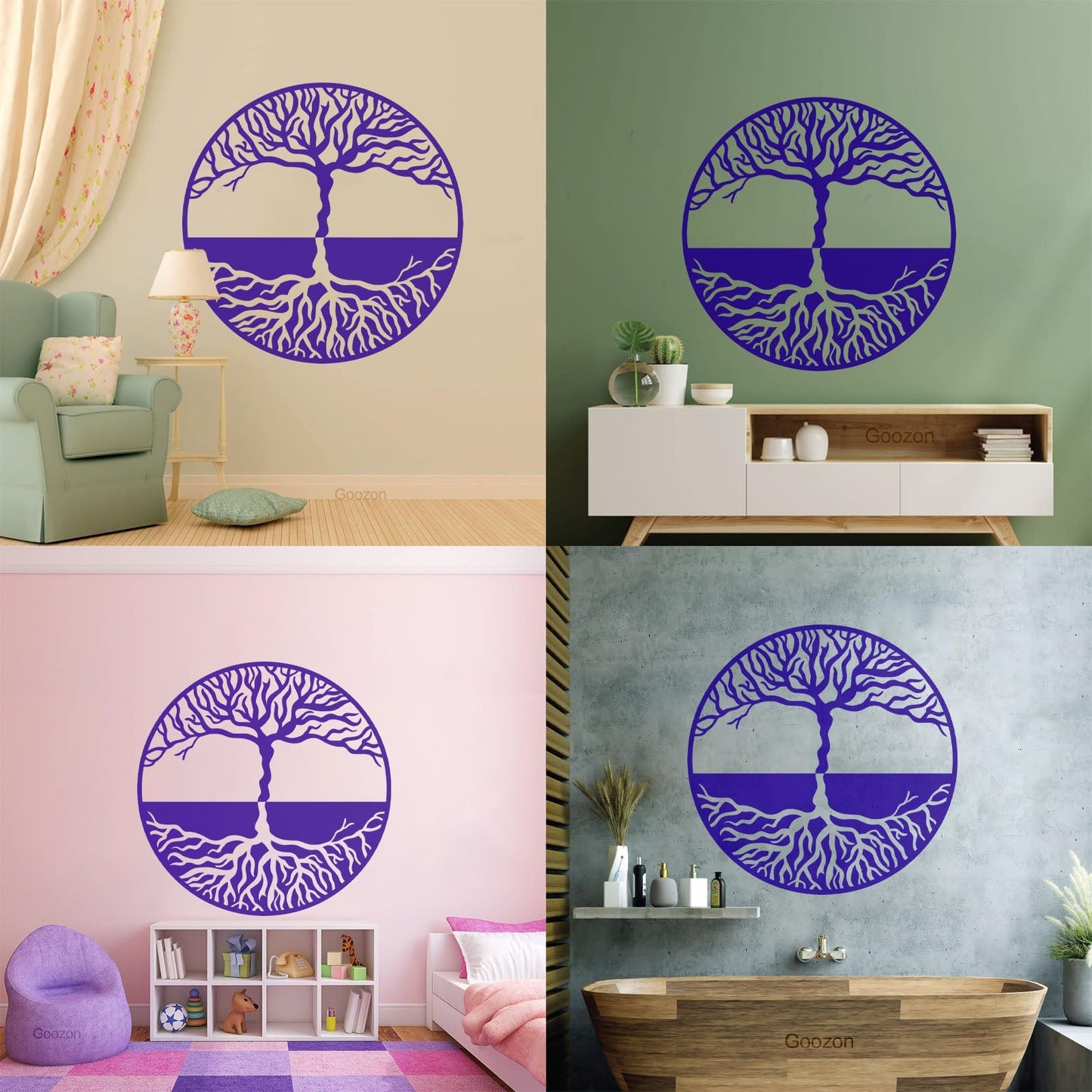 Lettering Stickers Tree Of Life Yin Yang Symbol Gothick Style It Won'T Fall Off