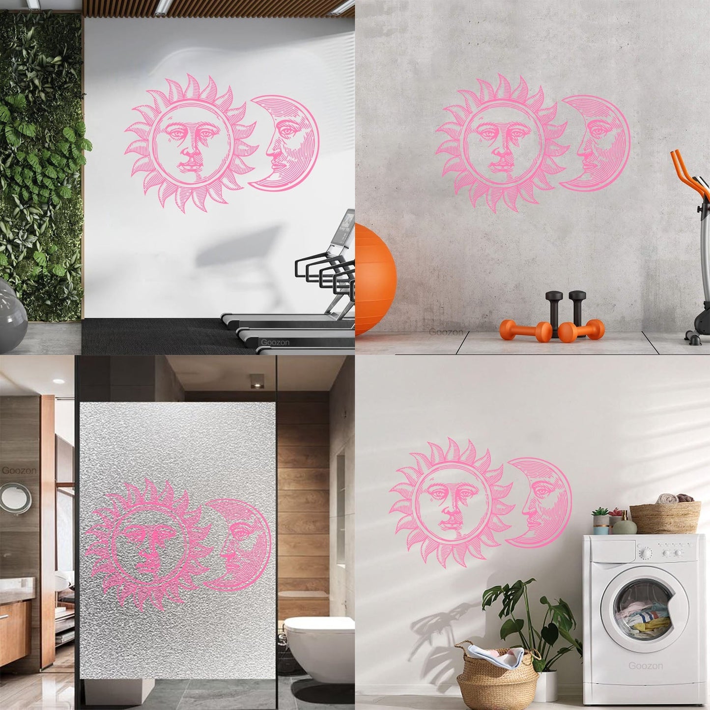 Wall Stickers Paster Paper Sun And Moon Tribal Gothic Cool Glass Stickers
