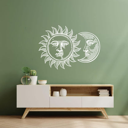 Wall Stickers Paster Paper Sun And Moon Tribal Gothic Cool Glass Stickers
