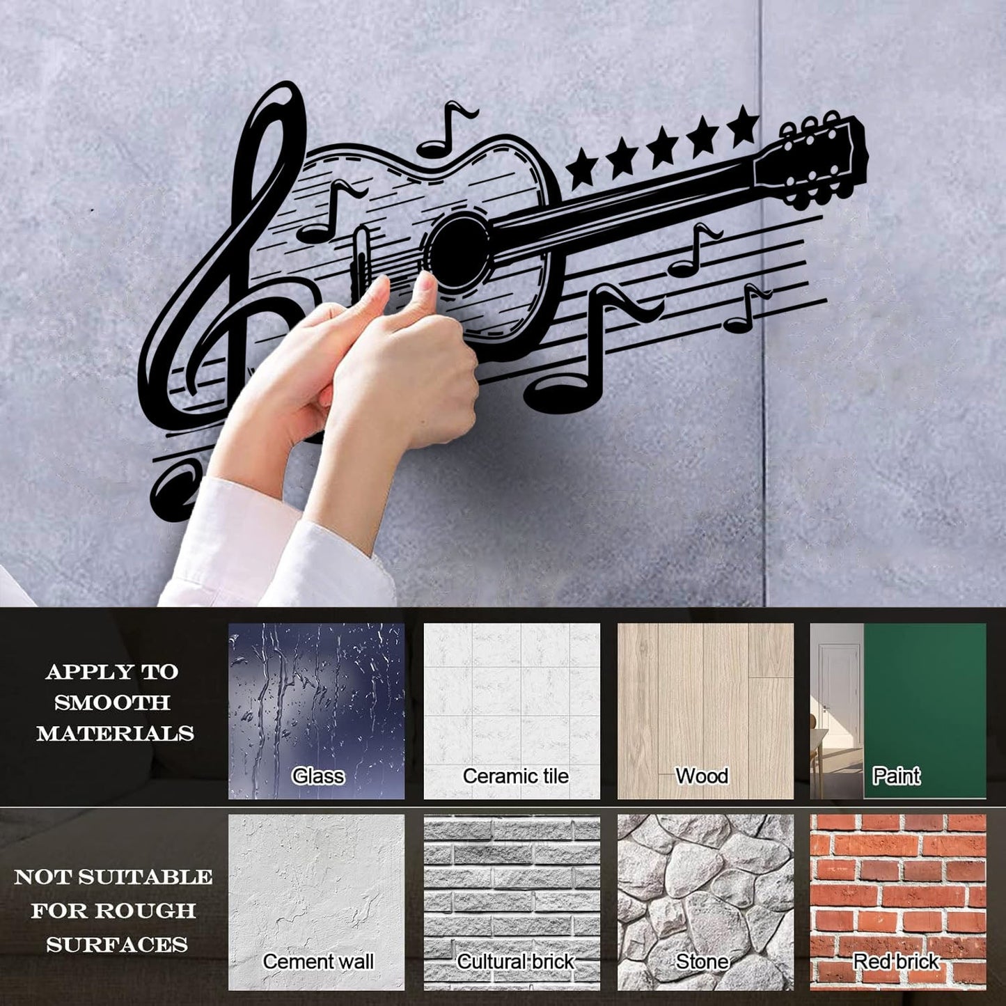 Acoustic Guitar Musical Music Engraving Stickers Personalized Customization