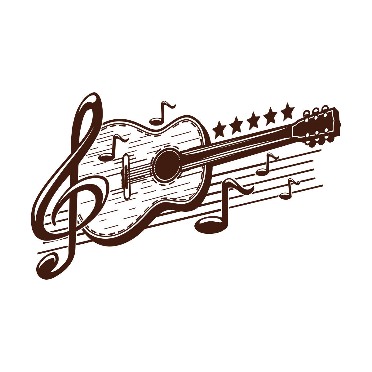 Acoustic Guitar Musical Music Engraving Stickers Personalized Customization
