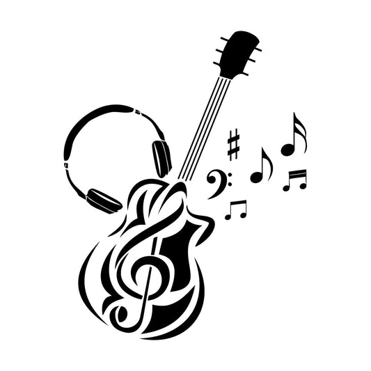 Wall Stickers Paster Paper Guitar Music Headphones Notes Musician Self Adhesive