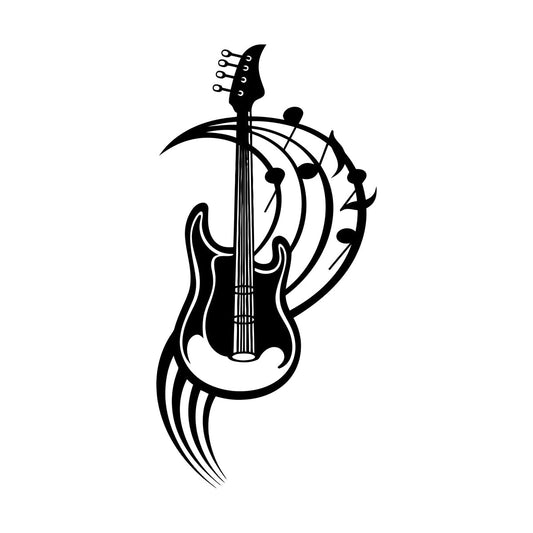 Fine Carving Stickers Music Notes Rock Pop Musical Instrument Guitar Wall Beautification