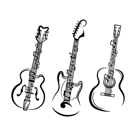 Vinyl Art Sticker Music Rock Pop Notes Guitar Musical Instrument Glass Stickers
