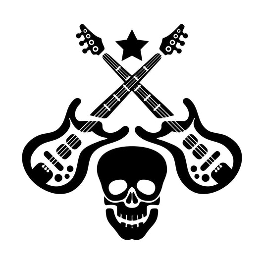 Wall Decals Pvc Music Skull Cool Rock Electric Guitar Removable Without Leaving Glue