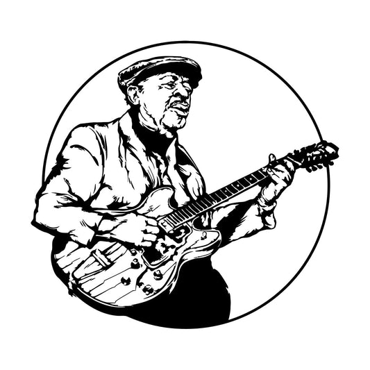 Vinyl Wall Stickers Old Man Music Guitarist Musical Instrument Multi Color Selection