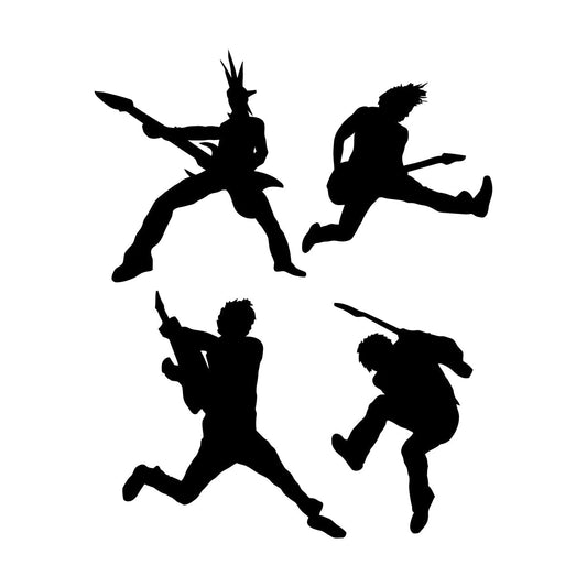 Rock Stars Silhouette Guitar Players Pop Band Music Vinyl Wall Stickers Removable Without Leaving Glue
