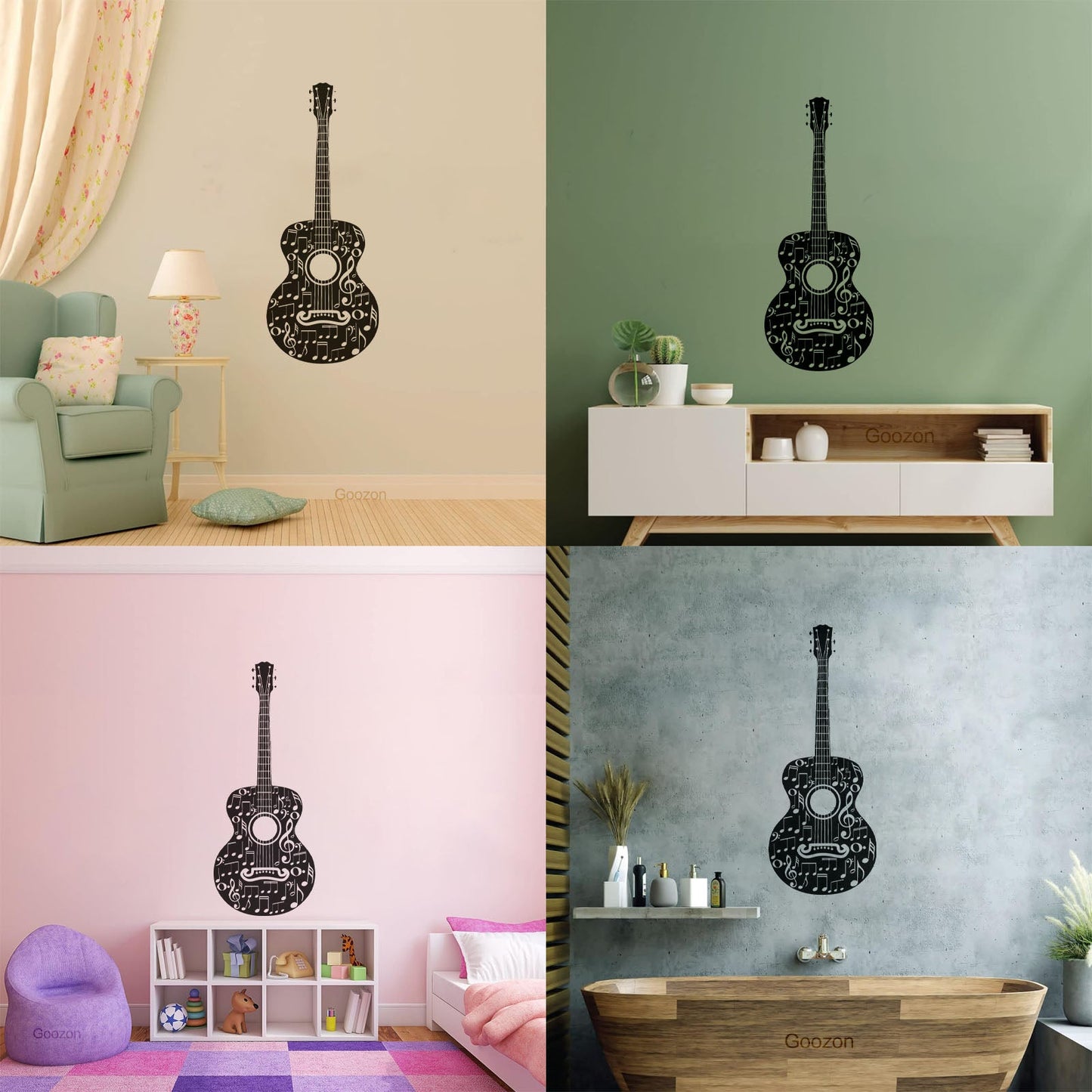 Lettering Stickers Table Teen Guitare Mucis Shop Musical Notes Car Body Decoration