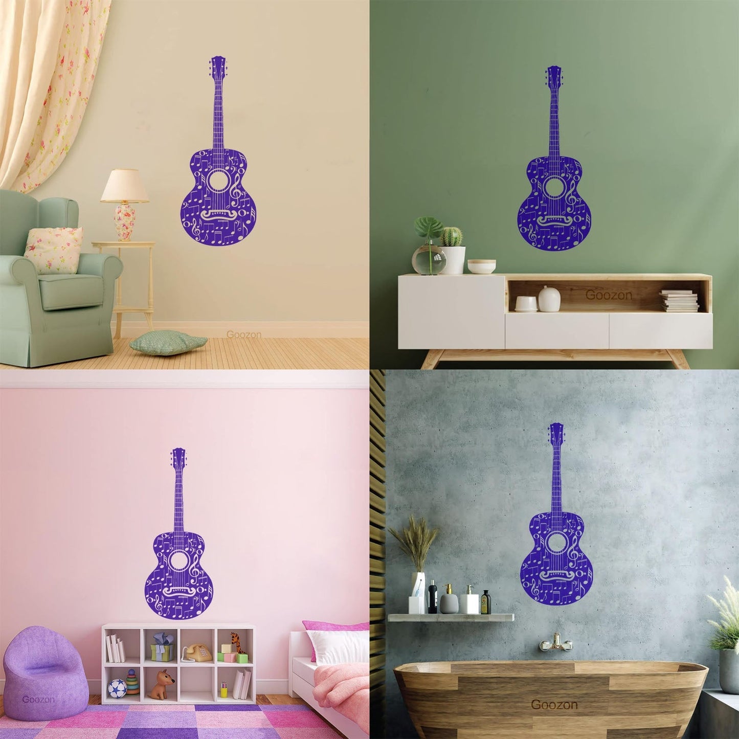 Lettering Stickers Table Teen Guitare Mucis Shop Musical Notes Car Body Decoration