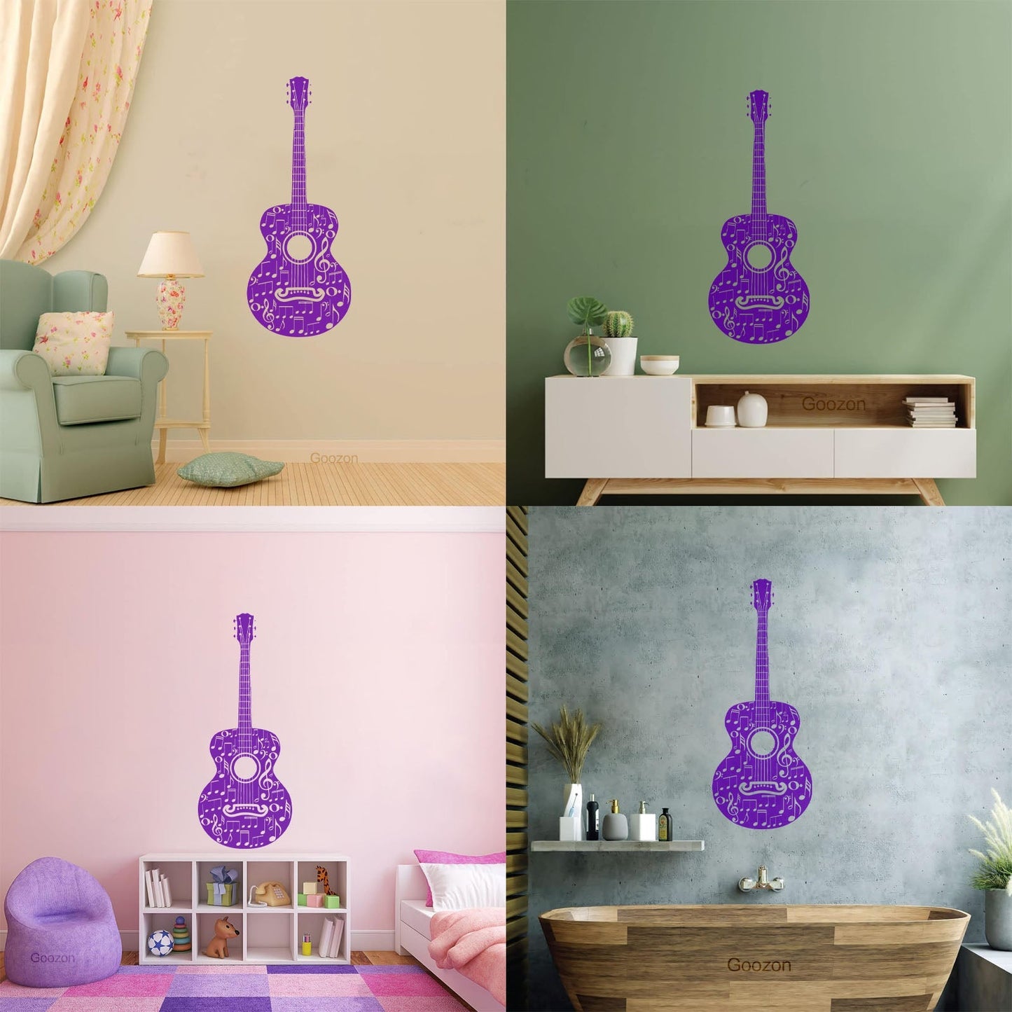 Lettering Stickers Table Teen Guitare Mucis Shop Musical Notes Car Body Decoration