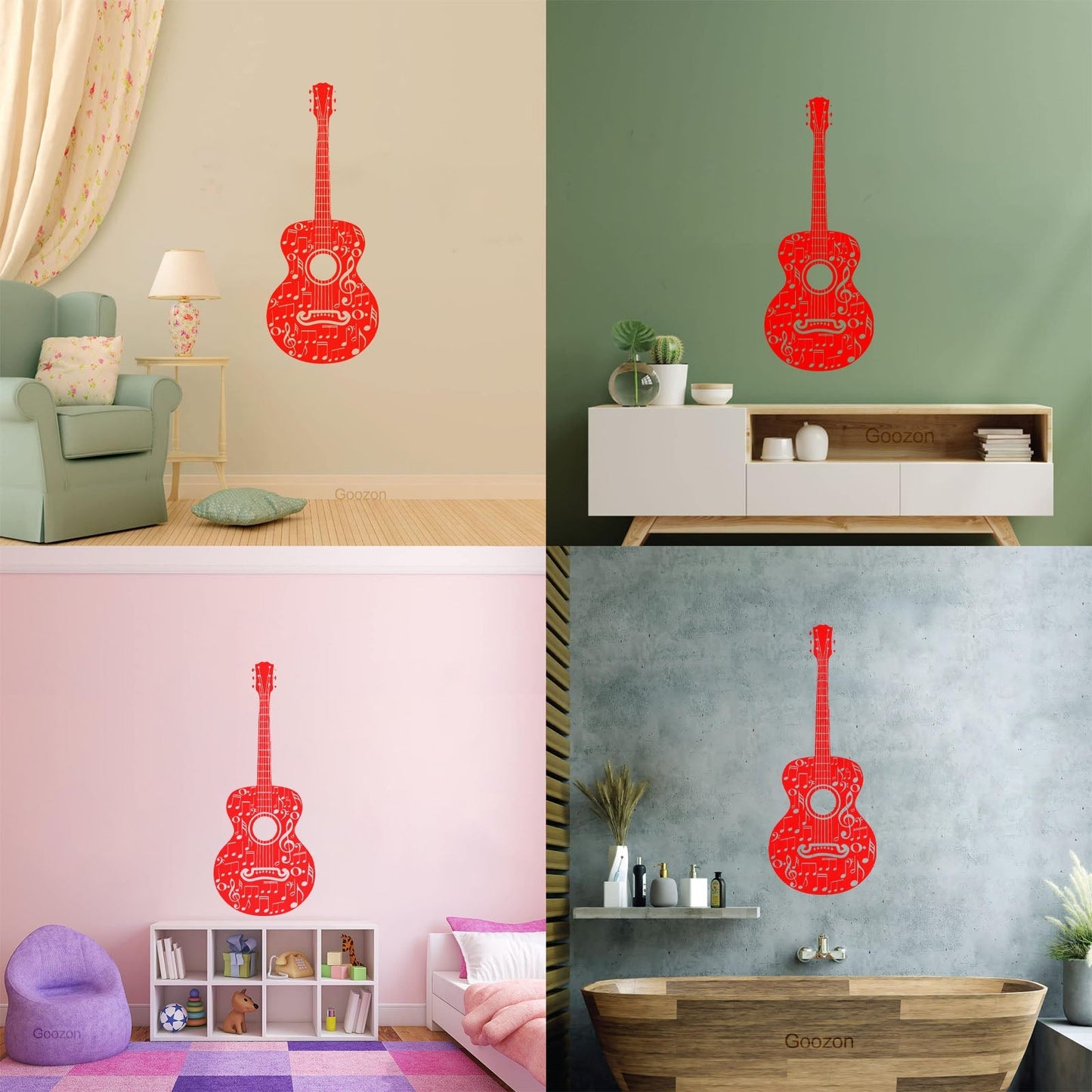 Lettering Stickers Table Teen Guitare Mucis Shop Musical Notes Car Body Decoration