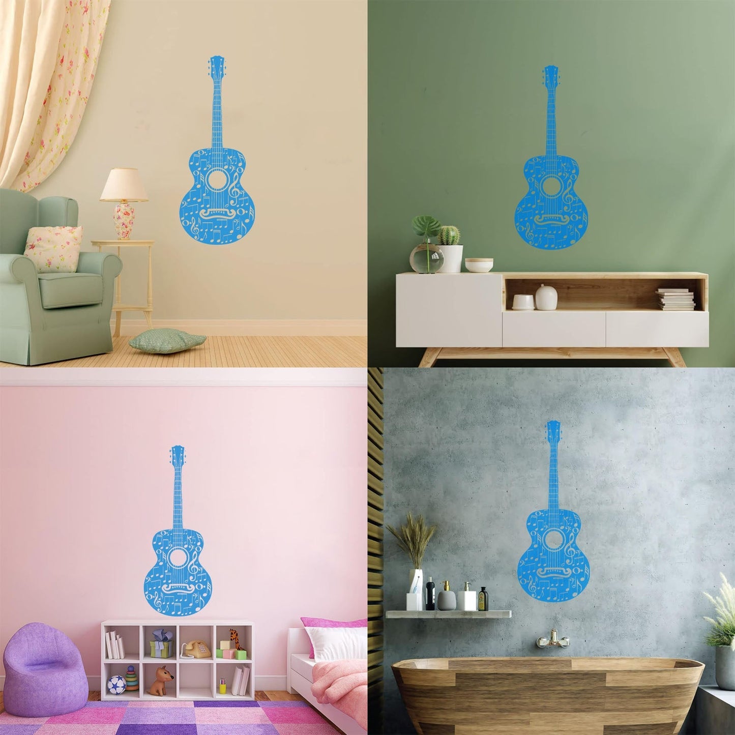 Lettering Stickers Table Teen Guitare Mucis Shop Musical Notes Car Body Decoration