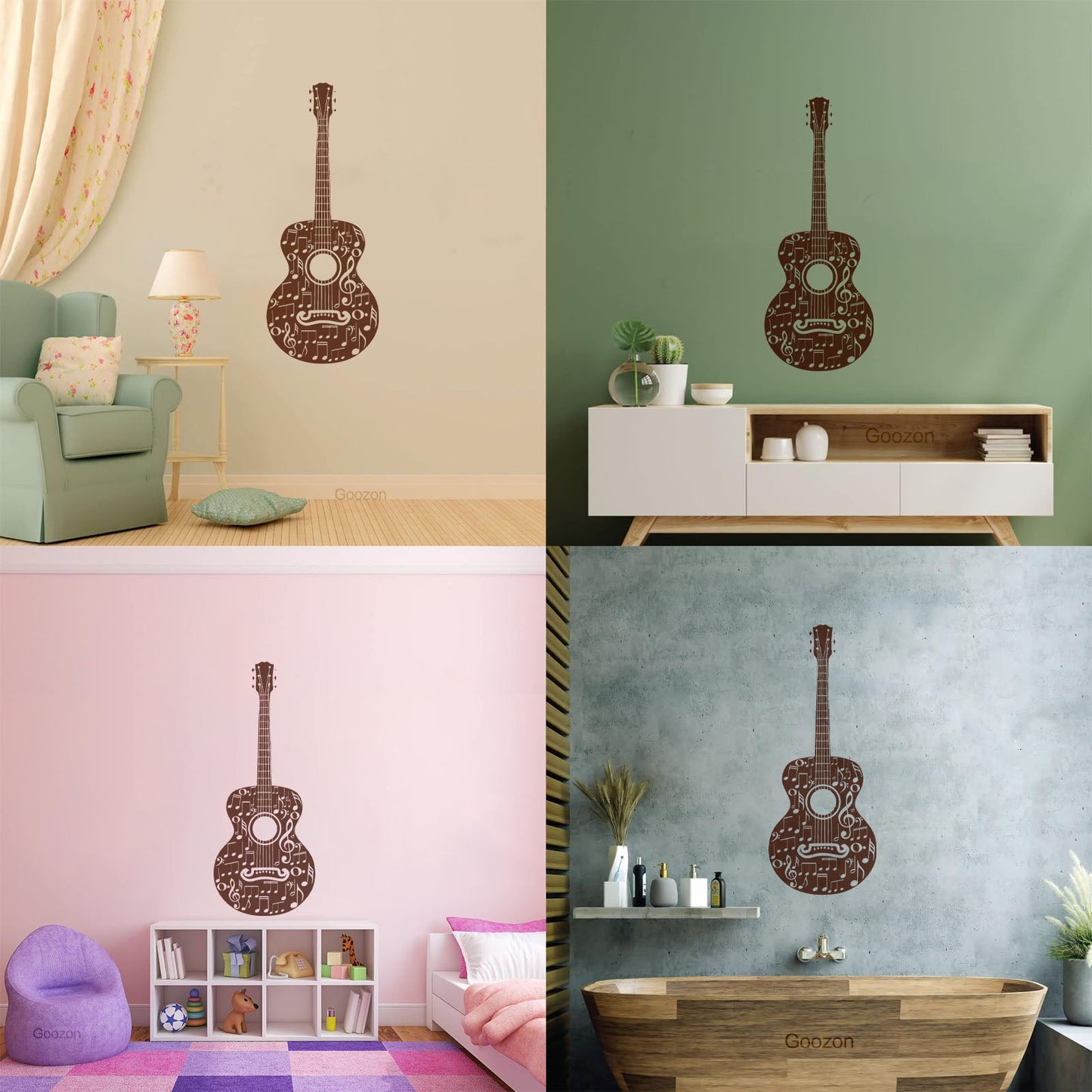 Lettering Stickers Table Teen Guitare Mucis Shop Musical Notes Car Body Decoration
