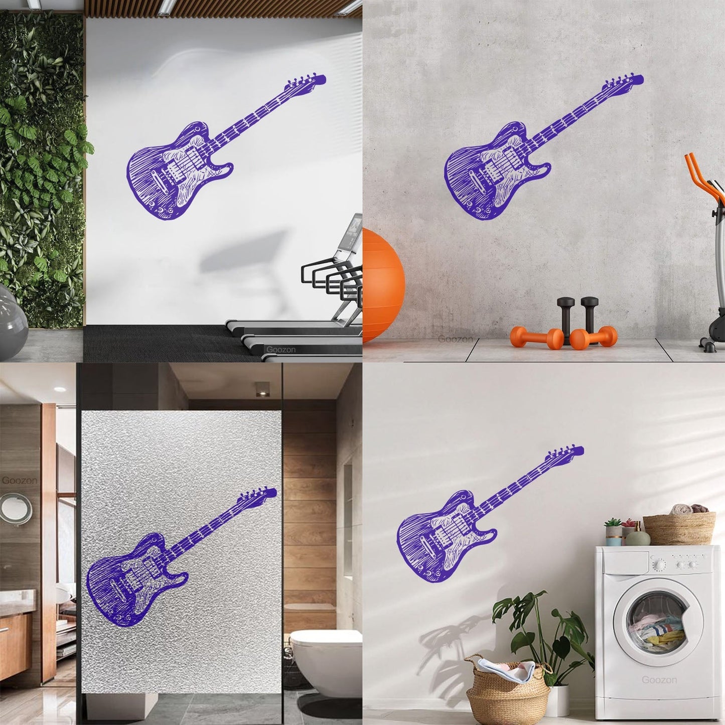Wall Decals Paster Paper Teen Electric Guitar Musical Instrument Window Decals