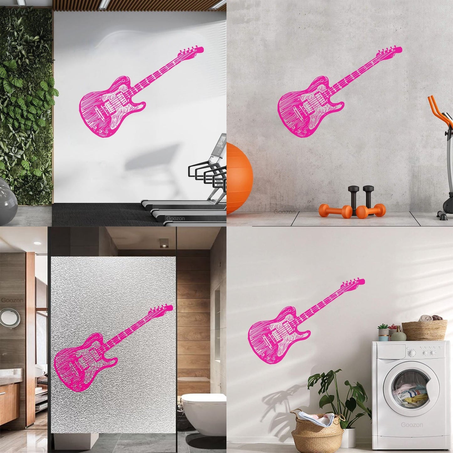 Wall Decals Paster Paper Teen Electric Guitar Musical Instrument Window Decals
