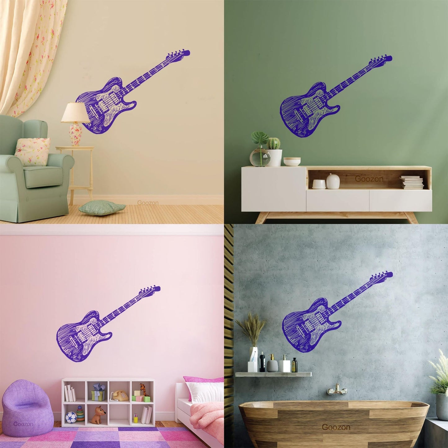 Wall Decals Paster Paper Teen Electric Guitar Musical Instrument Window Decals