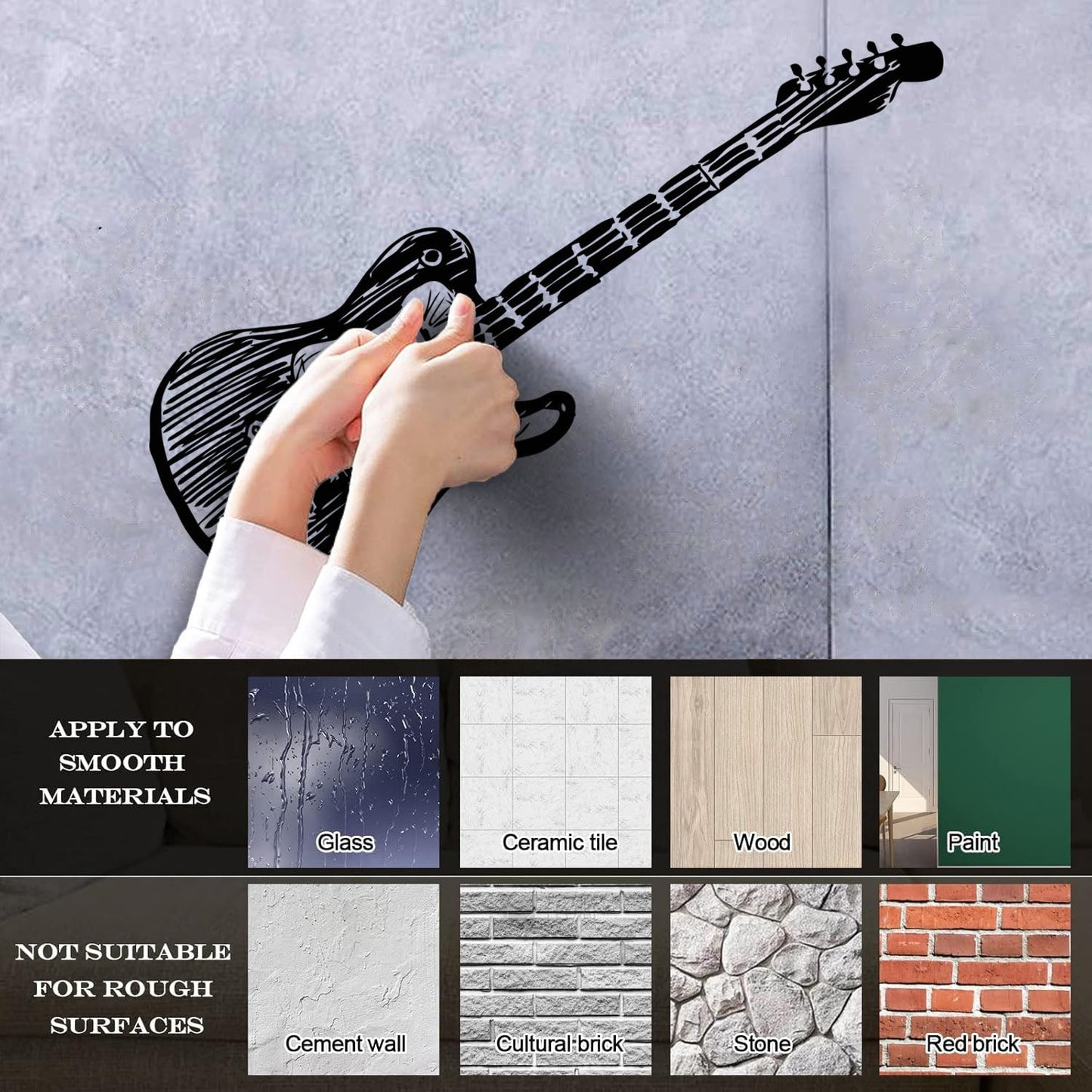 Wall Decals Paster Paper Teen Electric Guitar Musical Instrument Window Decals