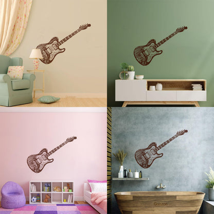 Wall Decals Paster Paper Teen Electric Guitar Musical Instrument Window Decals
