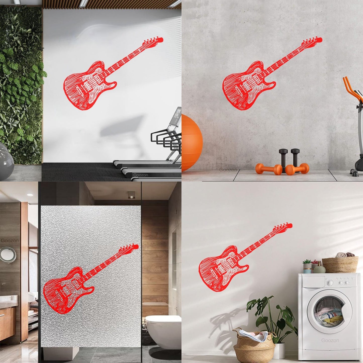 Wall Decals Paster Paper Teen Electric Guitar Musical Instrument Window Decals