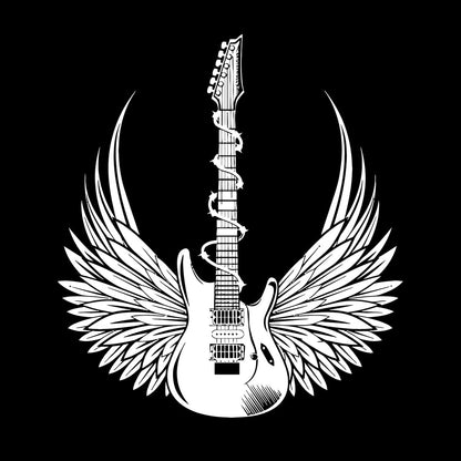 Vinyl Wall Stickers Teen Electric Guitar Rock Wings Music Glass Stickers