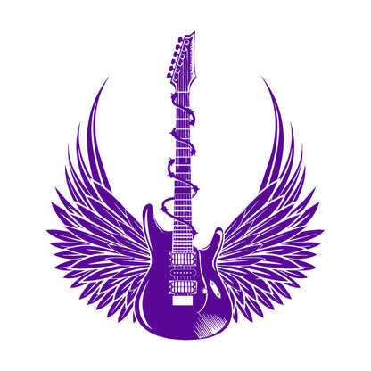 Vinyl Wall Stickers Teen Electric Guitar Rock Wings Music Glass Stickers