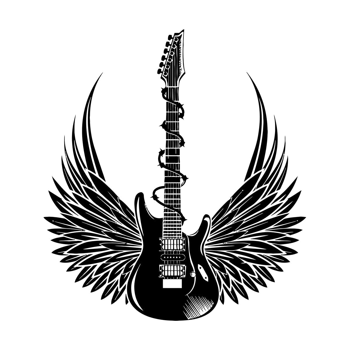 Vinyl Wall Stickers Teen Electric Guitar Rock Wings Music Glass Stickers