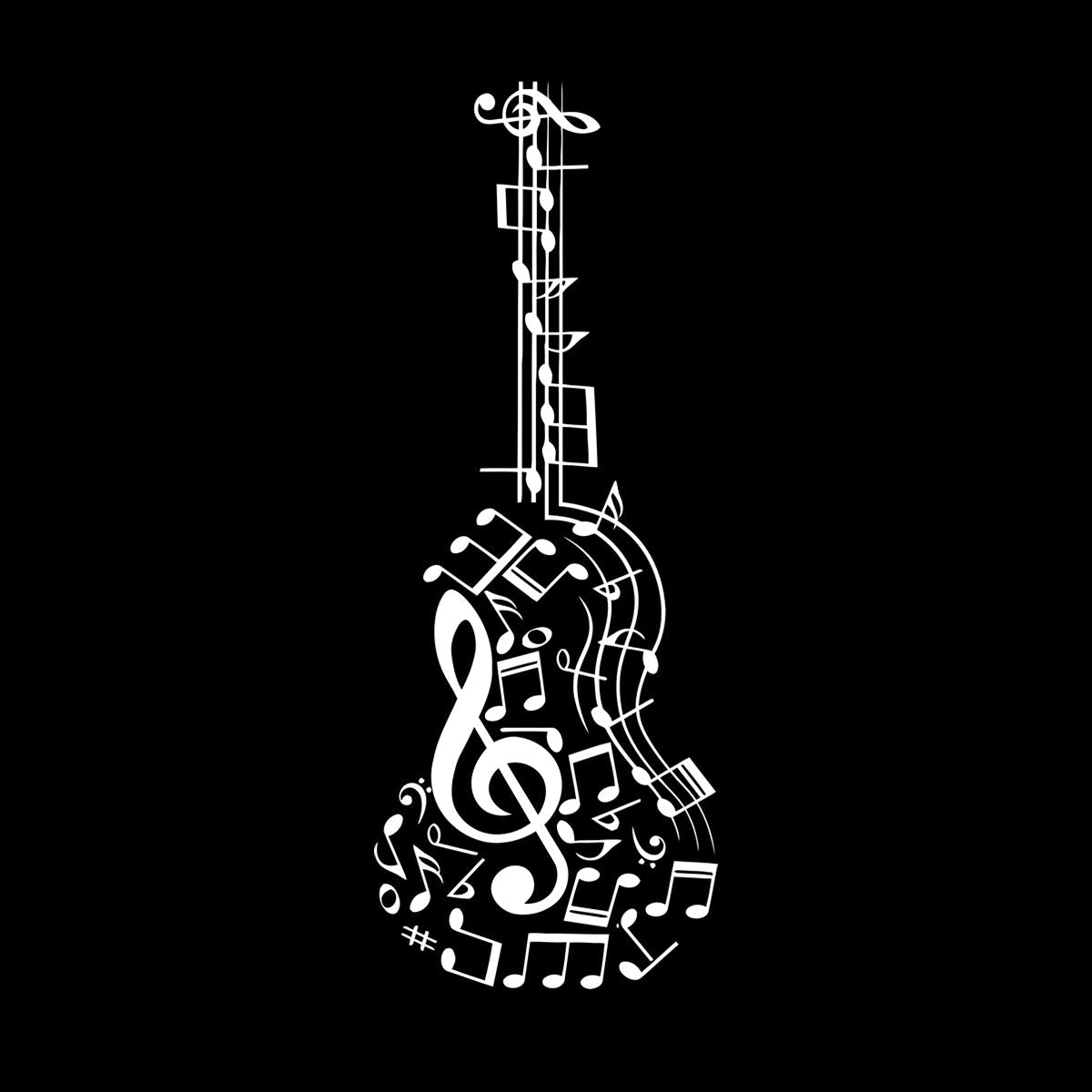 Engraving Decals Tuning Keys Treble Clef Abstract Guitar Musical Notes Removable Without Leaving Glue