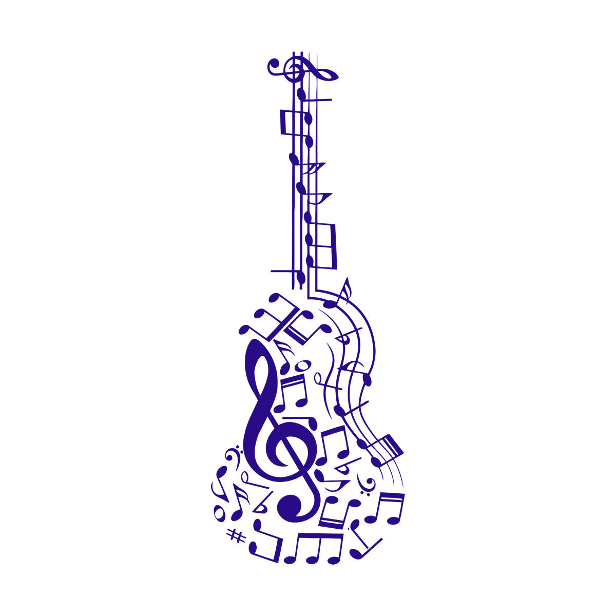 Engraving Decals Tuning Keys Treble Clef Abstract Guitar Musical Notes Removable Without Leaving Glue