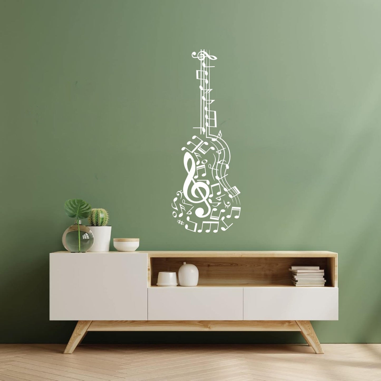 Engraving Decals Tuning Keys Treble Clef Abstract Guitar Musical Notes Removable Without Leaving Glue