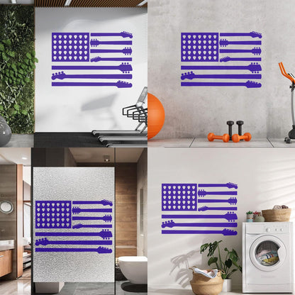 Mural And Wall Vinyl Decal United States Patriot Flag Guitar Music Musical Room Self Adhesive