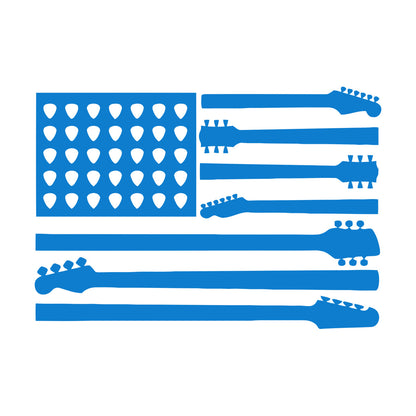 Mural And Wall Vinyl Decal United States Patriot Flag Guitar Music Musical Room Self Adhesive